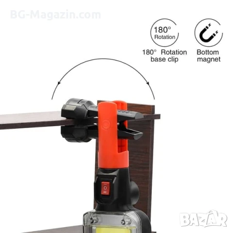 Мощна акумулаторна преносима LED къмпинг лампа осветление фенер с магнит 18650 батерии USB зареждане, снимка 5 - Къмпинг осветление - 51017083