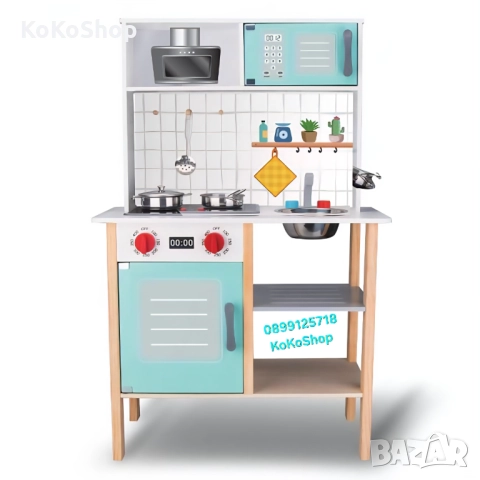Детска дървена кухня-60x30x92.5 см./дървена кухня/детска кухня, снимка 2 - Образователни игри - 52151725