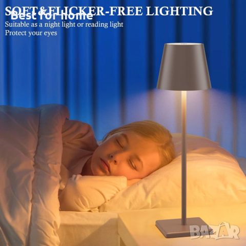 Комплект от 2 бр ЛЕД акумулаторни лампи- кафяви-метал, снимка 6 - Настолни лампи - 44694768