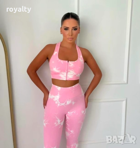 Нов Розов Дамски Спортен Комплект 