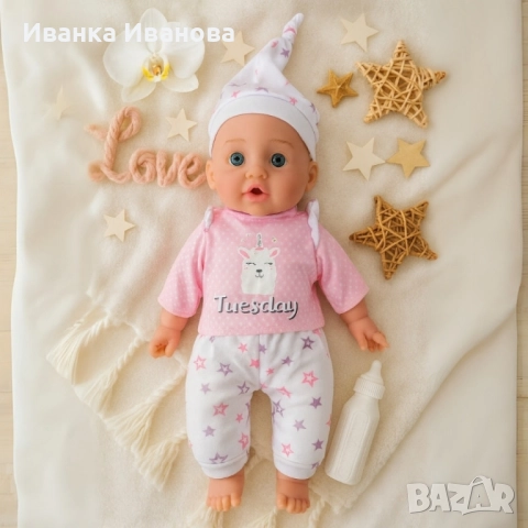 Реалистично говорещо бебе с аксесоар шише, снимка 3 - Кукли - 52417386