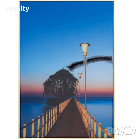 Картина Залез край езерото, с рамка, 40*60 см