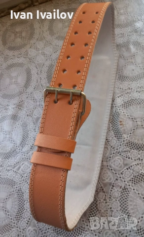 Професионален кожен колан за фитнес MATSA (XL) – Двойно шит – НОВ, снимка 3 - Фитнес уреди - 54132948