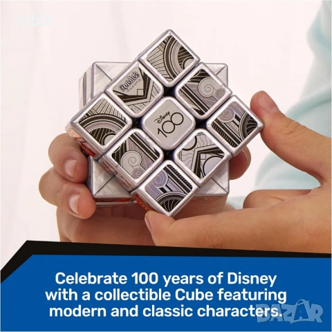 Оригинален магически пъзел Rubik's Cube 3x3 Disney 100th Anniversary Metallic Platinum, снимка 8 - Игри и пъзели - 44996866