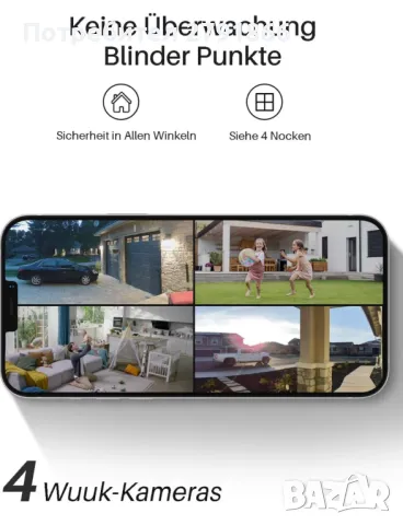 WUUK Външна безжична 2K охранителна камера,2,4/5GHz WI-FI 240-дни заряд на батерията,32 GB хранилище, снимка 4 - Комплекти за видеонаблюдение - 50024691