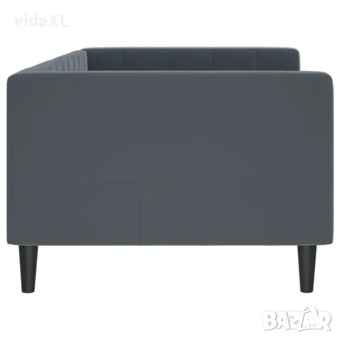 vidaXL Кушетка, тъмносиво, 90x200 см, кадифе, снимка 4 - Спални и легла - 56147269