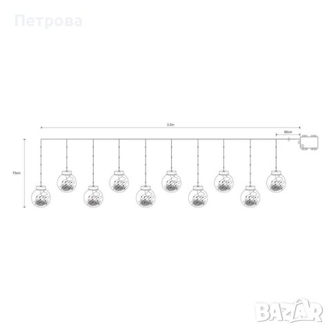 Коледни лампички падащ дъжд-150 броя лампички/10 коледни топки/3.2 метра , снимка 4 - Други - 42690847