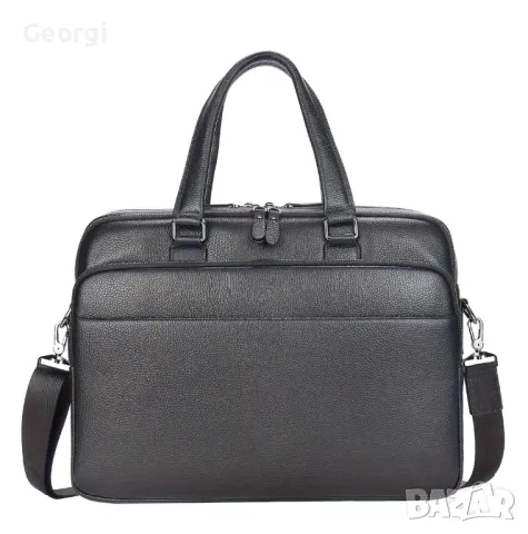 Мъжка премиум/елегантна кожена бизнес чанта /Куфарче за лаптоп 15" от естествена кожа!