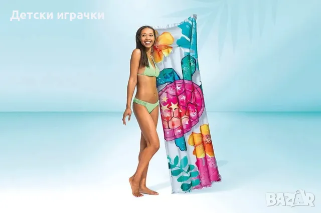Надуваем дюшек Fashion Intex, 183 х 69 см, PVC, с вградена възглавница, ярки цветове, снимка 12 - Надуваеми играчки - 50039983