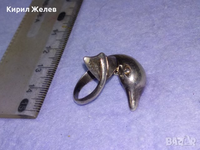 РЪЧНА АВТОРСКА ХУДОЖЕСТВЕНА БИЖУТЕРСКА МАЙСТОРСКА ИЗРАБОТКА МАРКОВО СРЕБРО 925 ПРЪСТЕН ДЕЛФИН 40636, снимка 14 - Пръстени - 42600263