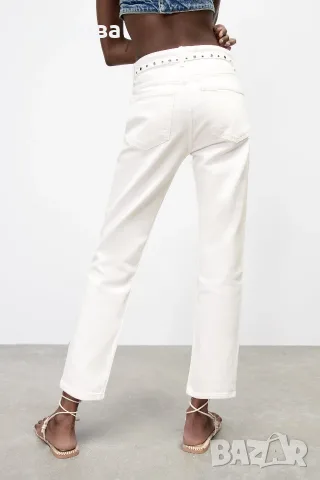 ZARA бели дънки от платен деним, снимка 3 - Дънки - 56041563