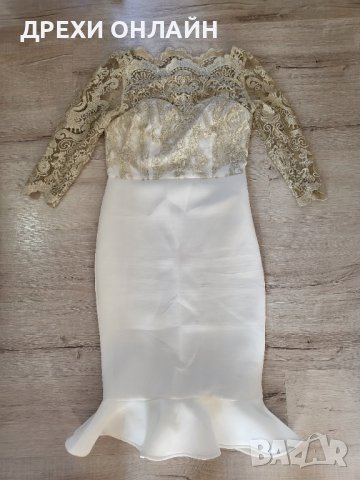 Официална рокля! Бяло и златисто, снимка 2 - Рокли - 42775753