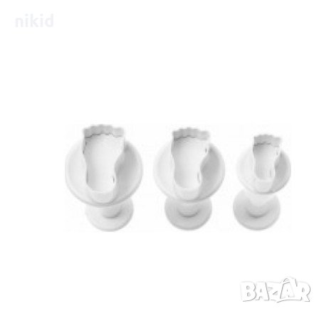 3 бр Малки Мини Крак Краче Крака резци с бутало пластмасови форми за фондан тесто сладки, снимка 2 - Форми - 30275108