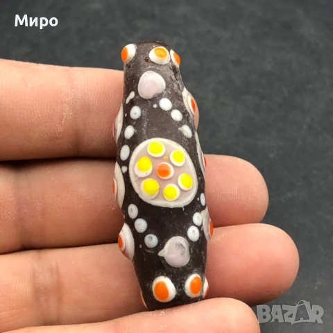 РИСУВАНО СТЪКЛО СТАРА МЪНИСТА ТАЛИСМАН ПРОТИВ УРОКИ АМУЛЕТ ДЗИ МЪНИСТА, снимка 1