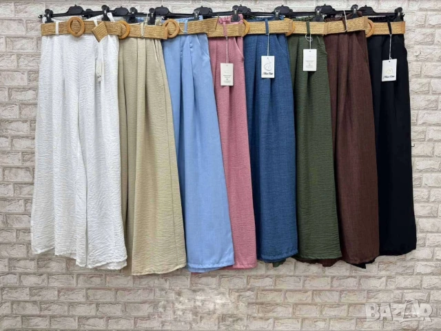 панталони от лека материя с ленен ефект 