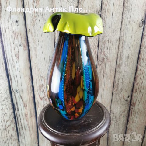 Голяма стъклена ваза - Разцъфване, снимка 4 - Вази - 39064034