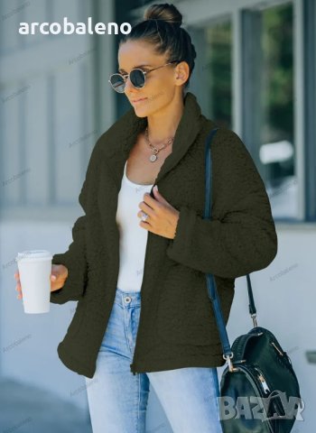 Дамско есенно-зимно топло яке с имитация на агнешки косъм, 6цвята , снимка 2 - Якета - 42090914