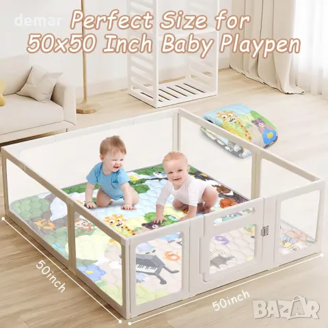 Бебешка подложка за игра Funsland за под - сгъваема водоустойчива голяма 127 * 127 см, снимка 4 - Други - 47662260