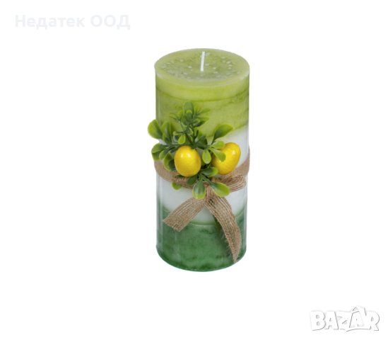  Декоративна свещ , бяла панделка, 7x15,3 см