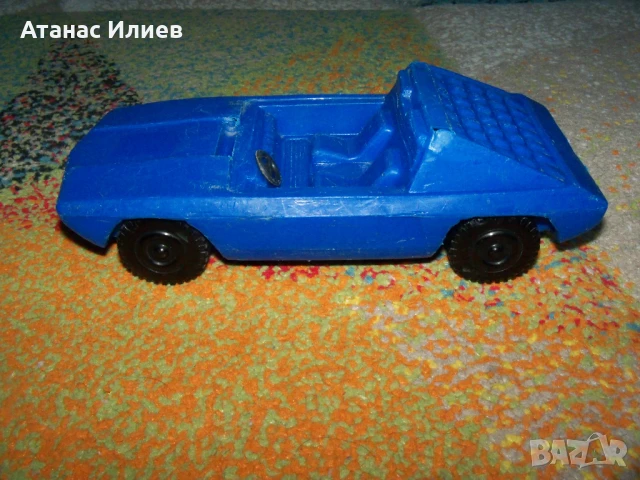 Стара пластмасова количка синя, соц играчка, снимка 3 - Коли, камиони, мотори, писти - 50837393