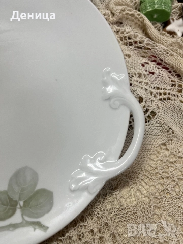Rosenthal  Изключително елегантно и нежно на живо💜 Дръжки с прекрасен релеф и нежна розова клонка П, снимка 5 - Чинии - 52809160