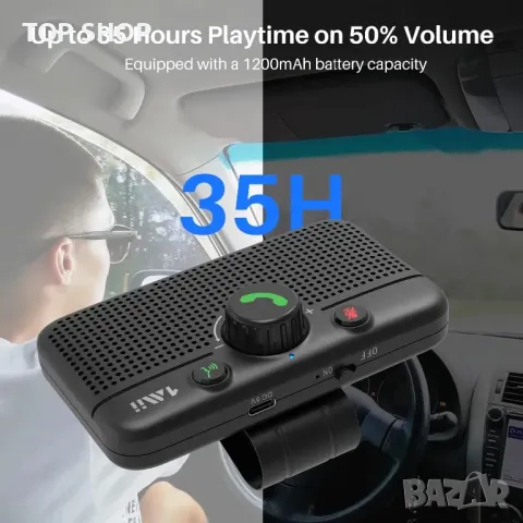 1Mii Bluetooth 5.3 хендсфри/високоговорител за кола/гласово/Android/iOS,щипка за сенник, снимка 4 - Аксесоари и консумативи - 49308515