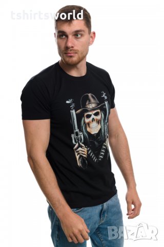 Нова мъжка тениска с дигитален печат Череп с пистолети, снимка 7 - Тениски - 29050863