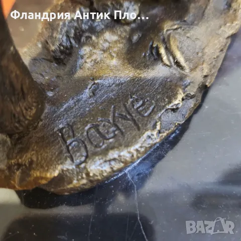 Бронзова скулптура на глиган върху мраморна основа, снимка 3 - Статуетки - 49648273