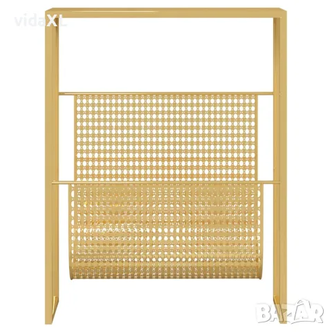 vidaXL Поставка за списания, златиста, 35x15x45 см, стомана, снимка 3 - Органайзери за бюро - 56146994