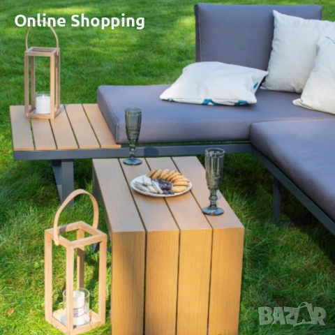 Градински комплект KANZA - модулен ъглов диван от алуминий с удобни възглавници и маса, снимка 2 - Градински мебели, декорация  - 53327325