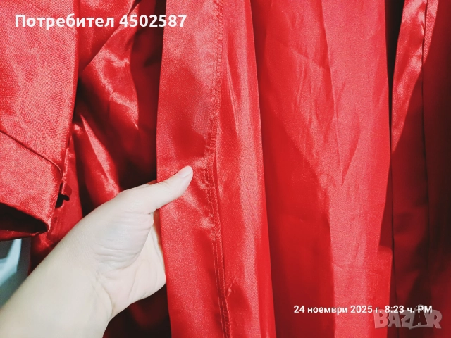 Халат сатенен червен, снимка 6 - Бельо - 52716310