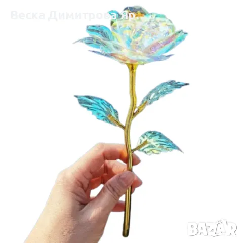 Светеща роза в луксозна прозрачна опаковка, снимка 2 - Декорация за дома - 48845279