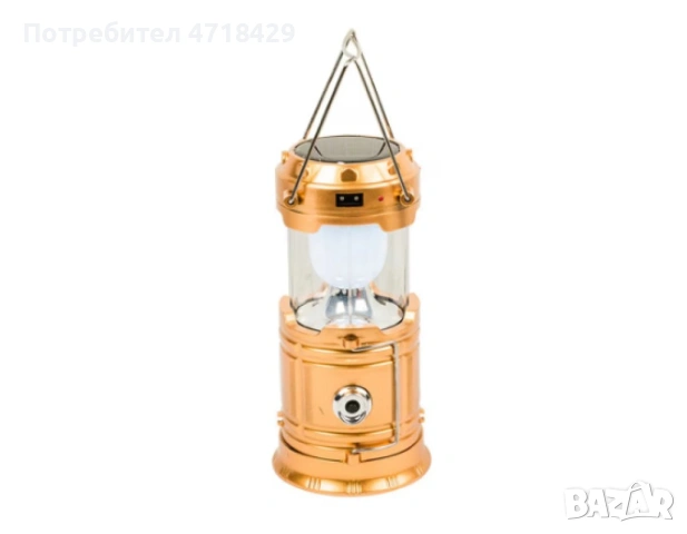Къмпинг LED фенер, ABS, Соларно/USB зареждане, Златис SH-5800T, снимка 3 - Къмпинг осветление - 53270206