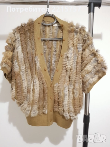 Елек от естествена лисица и заек., снимка 2 - Якета - 45453590