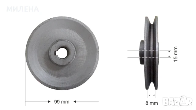 РЕМЪЧНА ШАЙБА ЗА ЕЛЕКТРОМОТОР С ВАЛ 15 мм