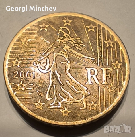 Рядка евро монета 50 Cent Франция 2001