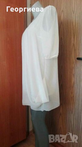 Прекрасна бяла туника/рокля от шифон👗🍀M/L,L👗арт.175, снимка 3 - Туники - 30034831