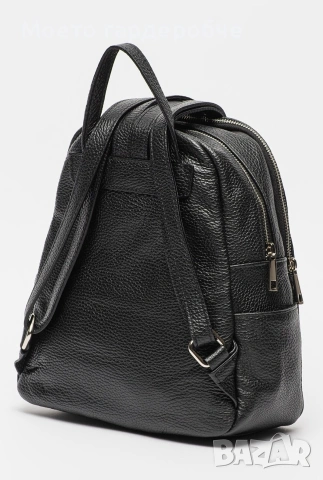Дамска черна раница естествена кожа, снимка 4 - Раници - 53097243