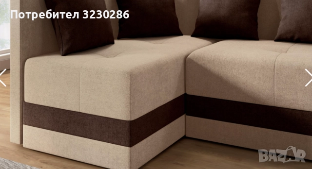Разтегателен ъглов диван , бежов + кафяв, снимка 3 - Дивани и мека мебел - 52854137