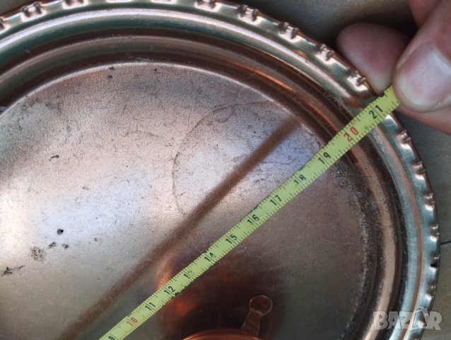 Меден свещник с поднос, снимка 3 - Антикварни и старинни предмети - 42511970