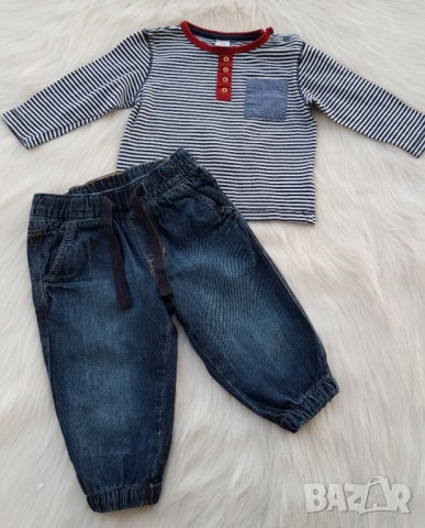 Дънки и блуза 6-9 месеца, снимка 4 - Комплекти за бебе - 34164086
