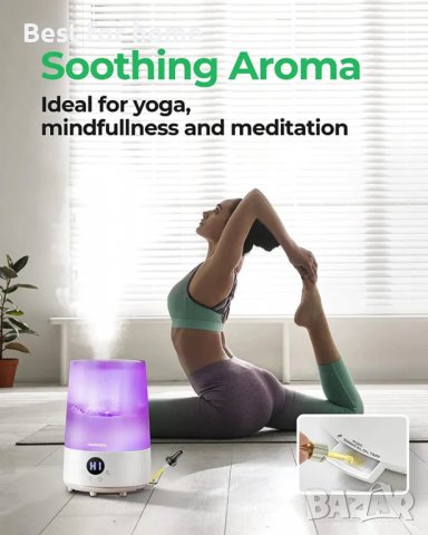 Овлажнител Homvana H101 тих ултразвуков овлажнител 3л с осветление, снимка 13 - Овлажнители и пречистватели за въздух - 39633852