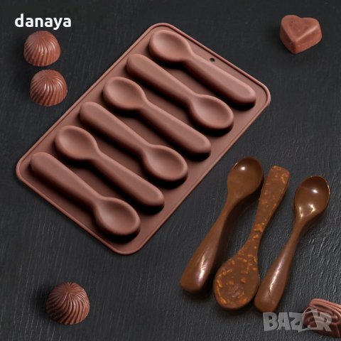 1938 Силиконова форма за шоколадови бонбони Лъжички, снимка 2 - Форми - 31558124