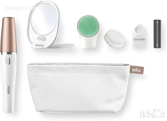 Мини епилатор и уред за почистване на лице Braun FaceSpa 851V, система 3 в 1, Бял/Златист, снимка 2 - Епилатори - 55824342