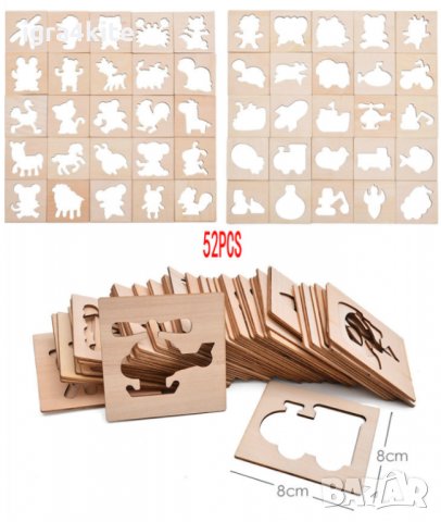 Рисуване на шаблони и формички от дърво + флумастри с книжка, снимка 10 - Образователни игри - 29581826