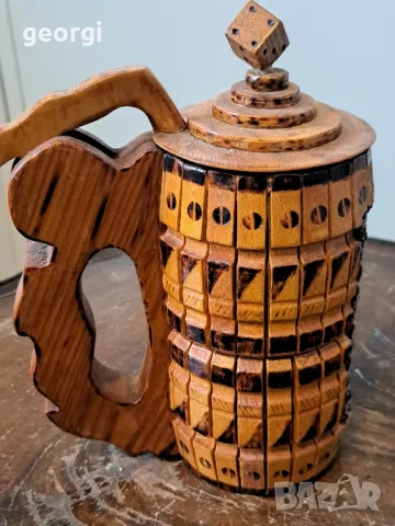 Стара дървена халба  18/4, снимка 2 - Антикварни и старинни предмети - 49162845