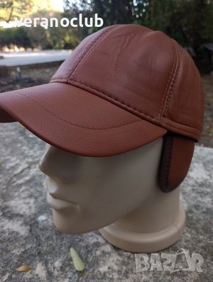 Зимна мъжка кафява естествена кожена шапка Натурал, снимка 7 - Шапки - 35132865