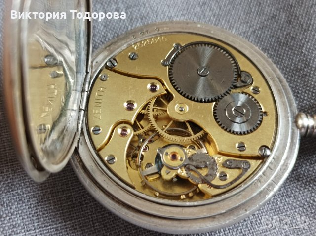 Сребърен джобен часовник Zenith , снимка 14 - Антикварни и старинни предмети - 40414436