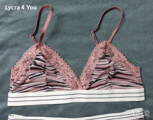 S/M тюлен комплект бразилиана и сутиен с дантела, снимка 3 - Бельо - 37873344