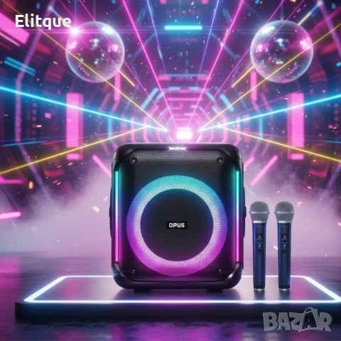 Караоке тонколона с Bluetooth, дистанционно управление и 2 безжични микрофона, 30W звук , снимка 2 - Тонколони - 53187257